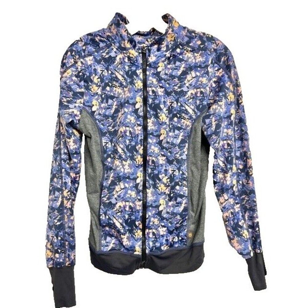 Maaji Waterfall Route Stretchy Floral Track Athletic Zip Up Warm Cuffs Jacket L